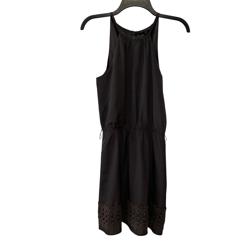 Express Dress Charcoal Gray Halter Neck Womens Lace Trim Keyhole Party Sz Small